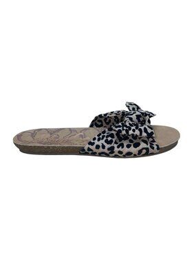 Blowfish Women’s Black & White Leopard Print Bow Detail Slide Sandals 7.5